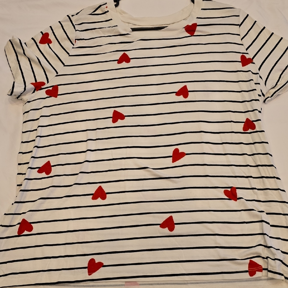 Torrid Striped Tee with Red Heart Accents